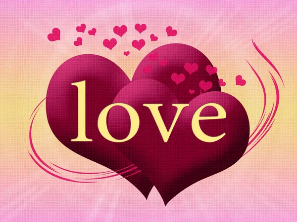 A szerelem szót két rózsaszín szív — Stock Fotó