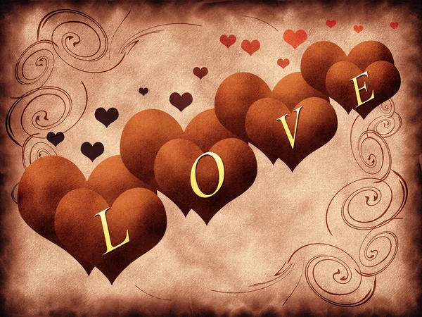 Karta miłości z sercem — Zdjęcie stockowe