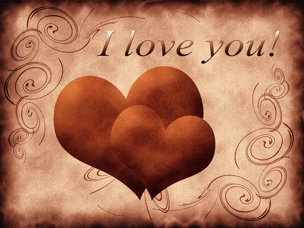Liefdeskaart met harten — Stockfoto