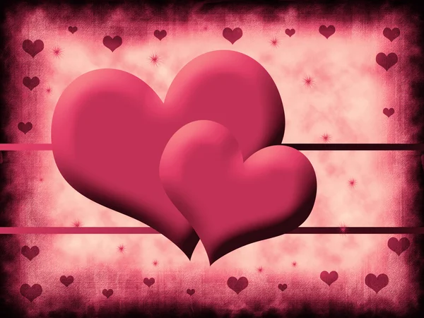 Pembe bir arka plan üzerinde iki kalp — Stok fotoğraf