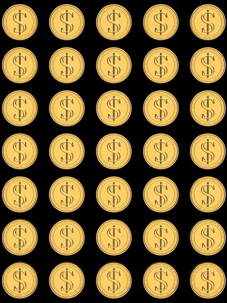 Monedas de oro con signo de dólar —  Fotos de Stock