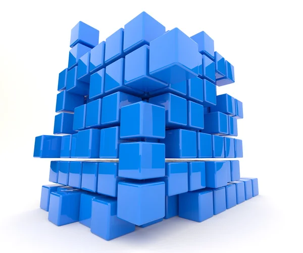 Cubos azuis escuros 3D. Isolado sobre fundo branco — Fotografia de Stock