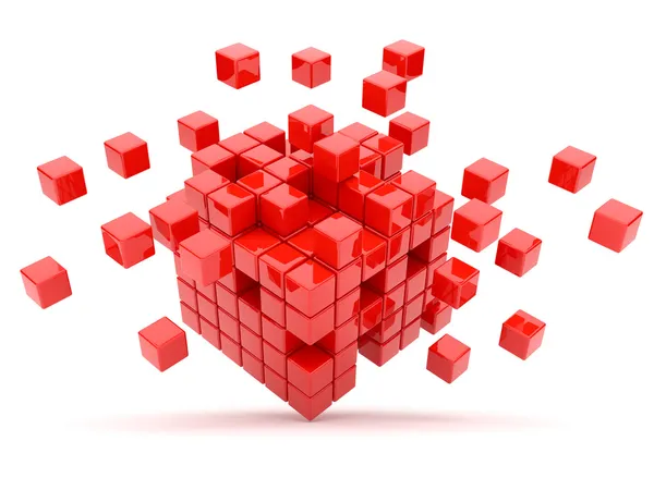 Cubos vermelhos 3D. Isolados — Fotografia de Stock