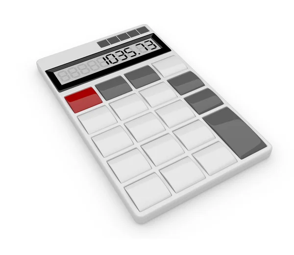 Biały kalkulator 3d. na białym tle — Zdjęcie stockowe