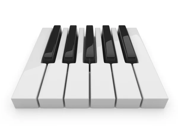 Teclas em preto e branco na música. Piano 3D. Isolados — Fotografia de Stock