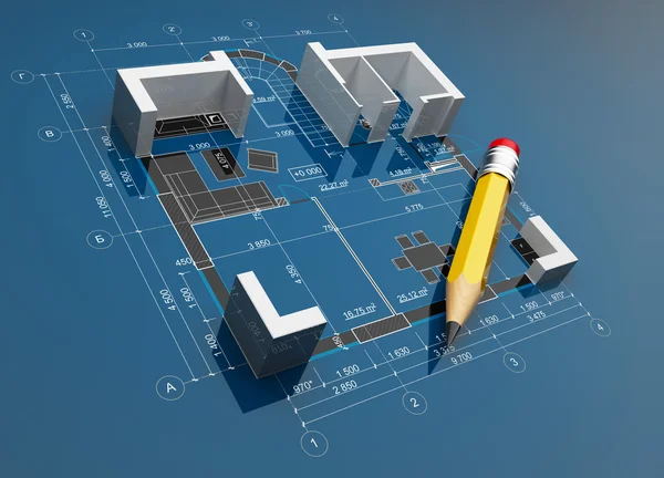 Project of construction. 3D illustration — Stock Photo, Image