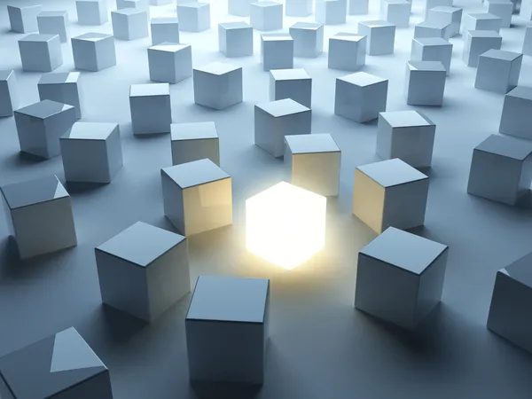 Lichtgevende kubus. individualiteit Rechtenvrije Stockafbeeldingen
