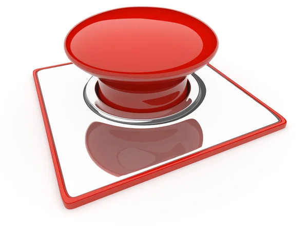 Botão vermelho isolado sobre fundo branco. Perigo — Fotografia de Stock