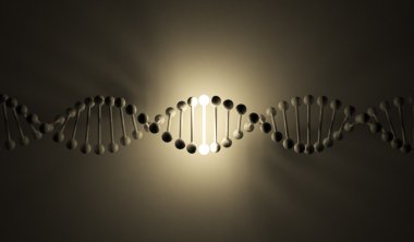 ışık saçan bir dna. siyah arka plan illüstrasyon