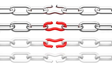 Broken chain. 3d illustration isolated clipart