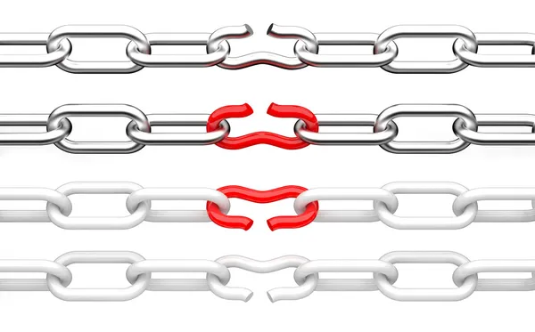 Broken chain. 3d illustration isolated — Stock Photo, Image