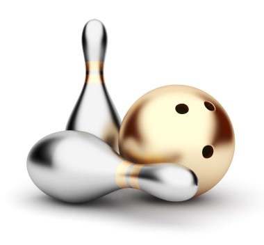 Bowling. 3D illustration on white background clipart