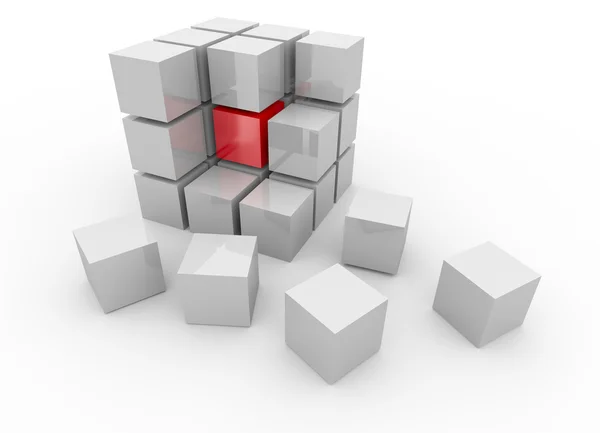 Cubo branco 3D — Fotografia de Stock