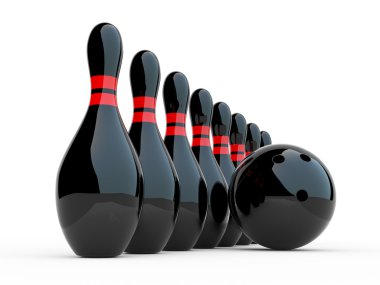 Bowling. 3D illustration on white background clipart