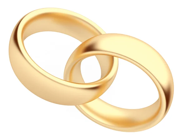 결혼 골드 반지 3d. 격리. 사랑의 상징 — 스톡 사진