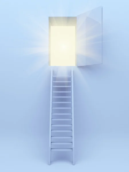 Лестница к успеху. 3D иллюстрация на синем фоне — стоковое фото