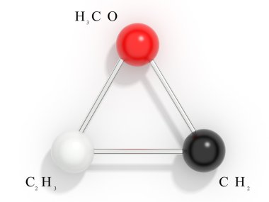 Kimyasal formülü 3d. izole.