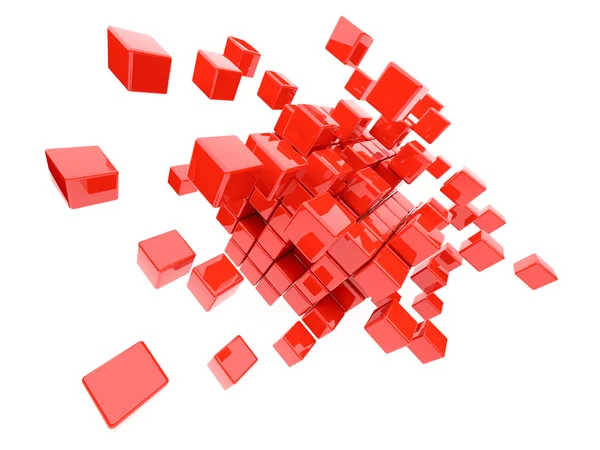 Cubos vermelhos 3D. Isolado em branco — Fotografia de Stock