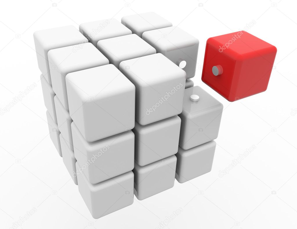 Cube 3D isolated on a white background.