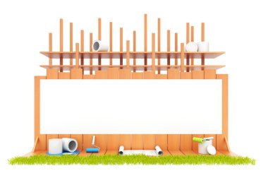 Construction of the house. Isolated. 3D illustration clipart