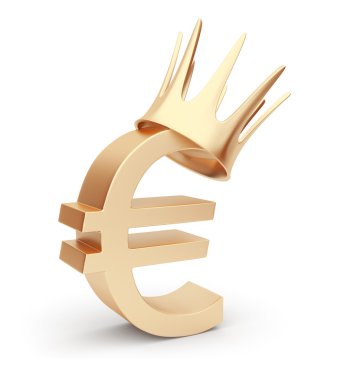 Golden euro currency 3D. symbol. Isolated on white clipart