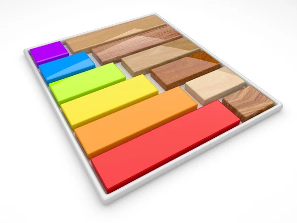 Paleta de cores e material decorativo. ilustração 3d — Fotografia de Stock