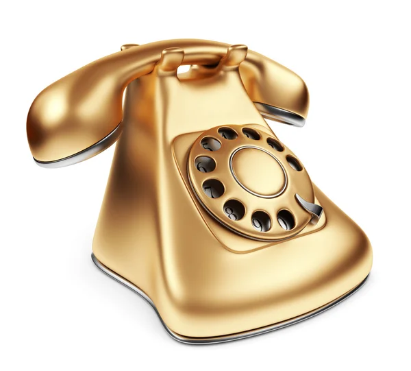 Telefono d'oro vintage. Illustrazione 3d isolata su bianco — Foto Stock