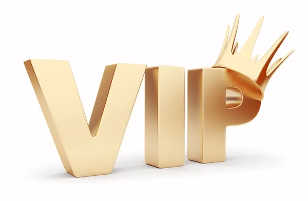 Texto VIP 3D con corona. Aislado sobre blanco — Foto de Stock