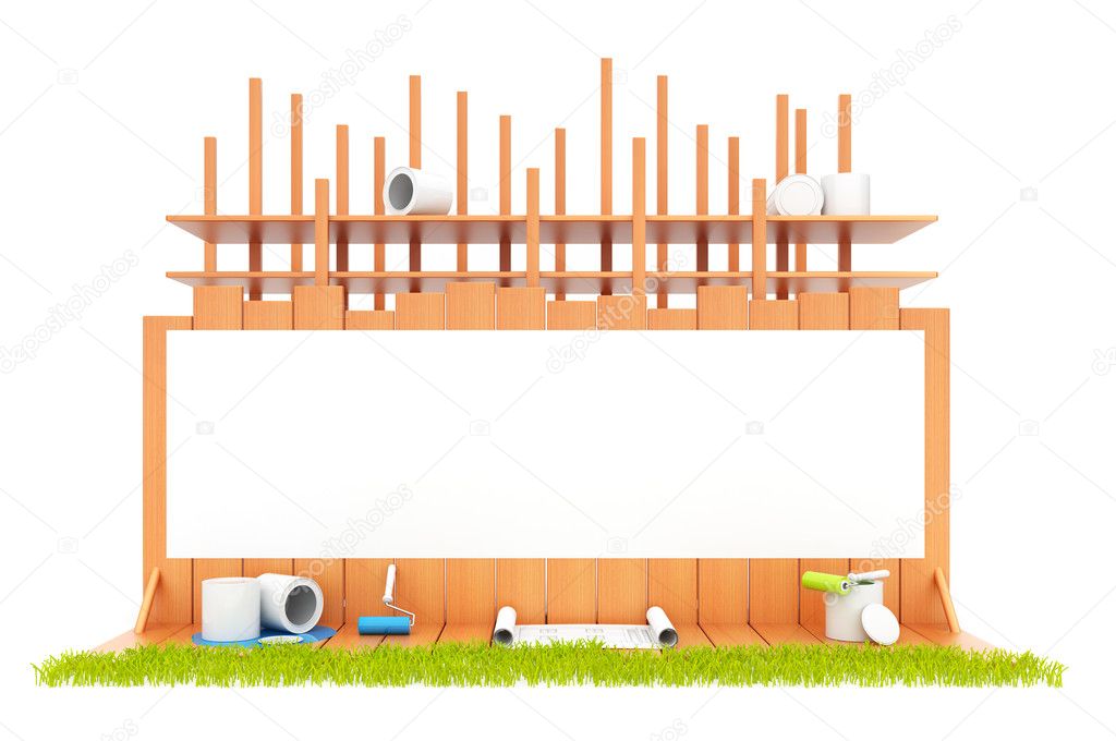 Construction of the house. Isolated. 3D illustration