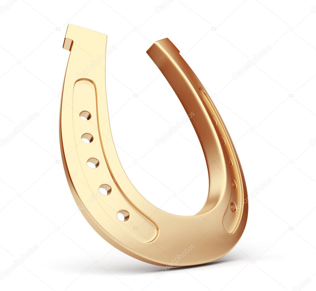 Golden horseshoe 3D. Isolated on white