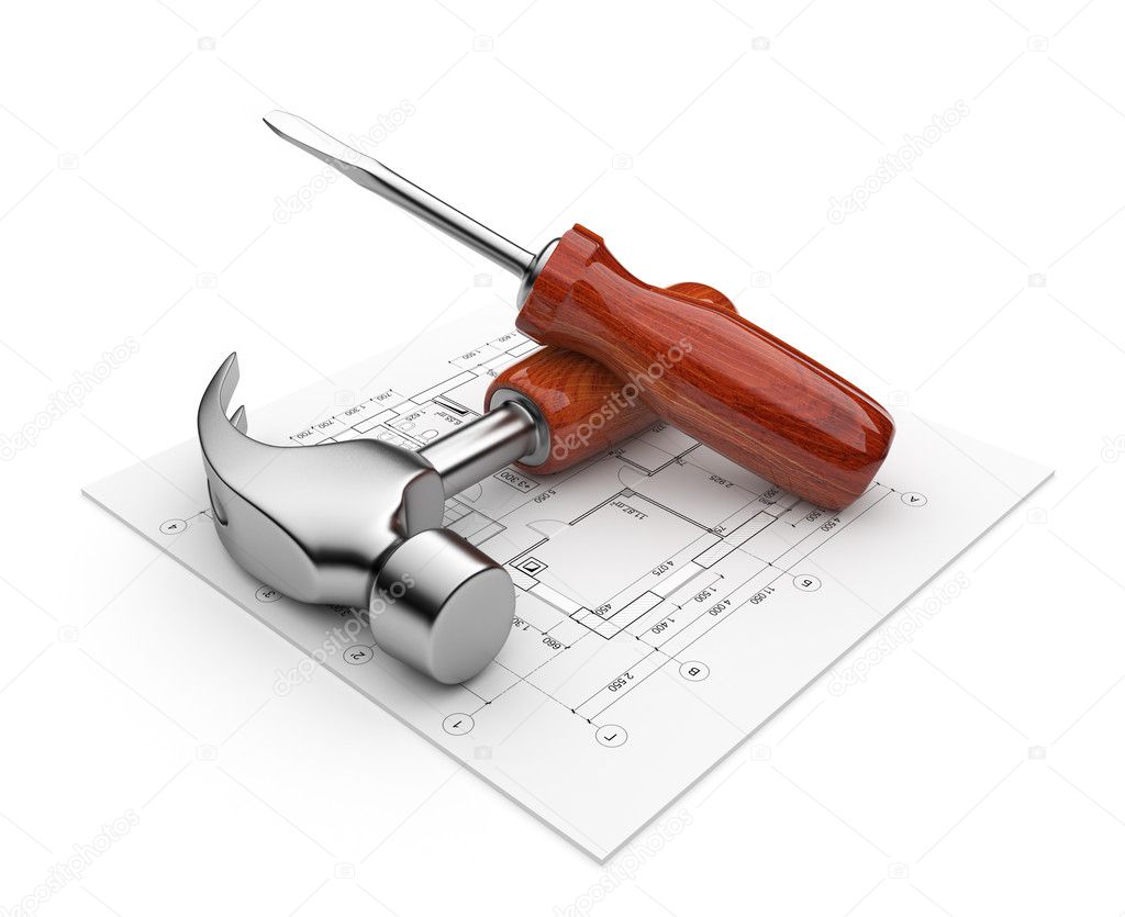 Project of construction. Icon.3D illustration isolated on white