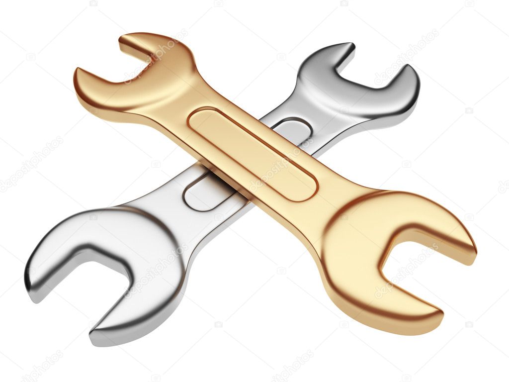 Wrench tool. 3D illustration isolated on a white