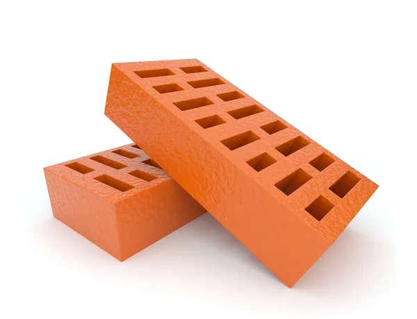 stock image Two orange brick 3d isolated on white