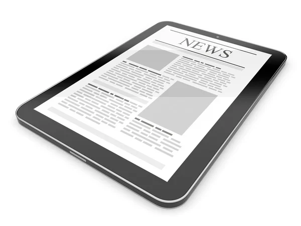 비즈니스 뉴스 태블릿 pc입니다. 모바일 장치 개념 3d. 절연 — 스톡 사진