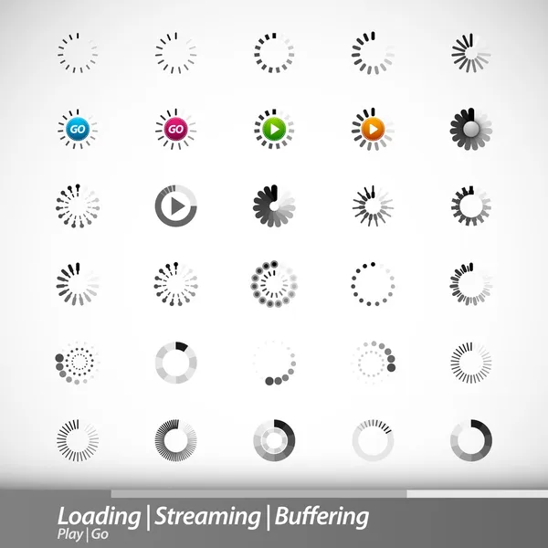 Loading, Streaming, Buffering Vector Icons — Stock Vector