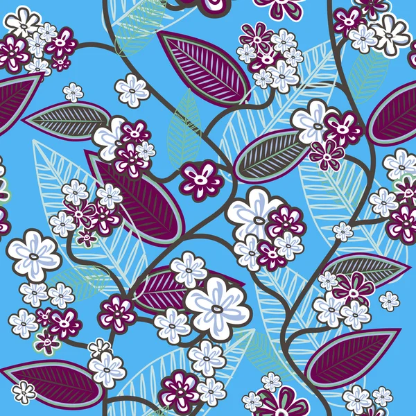 Blaue Textur mit Blumen — Stockvektor