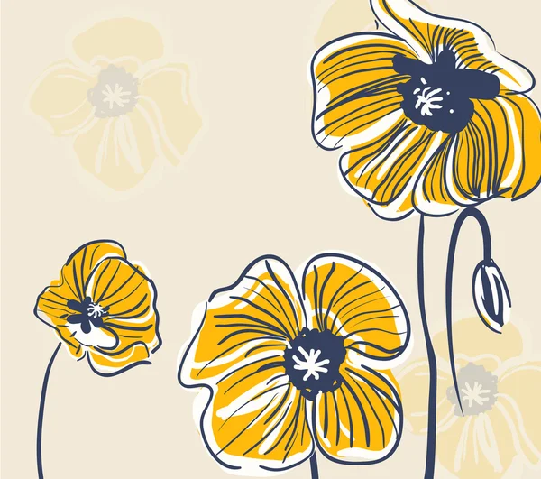 黄色的罂粟花 — 图库矢量图片
