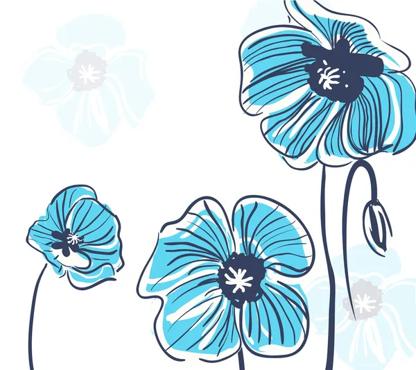 蓝罂粟 — 图库矢量图片