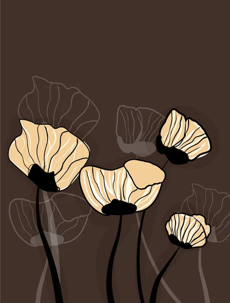 花と茶色の背景 — ストックベクタ