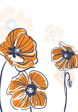 Orange poppies clipart