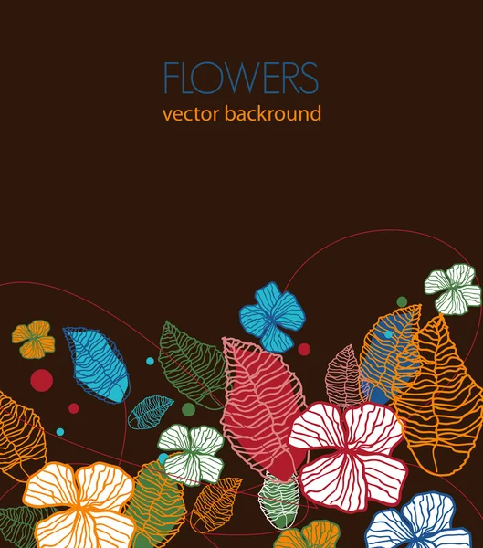 Fondo marrón con flores — Vector de stock