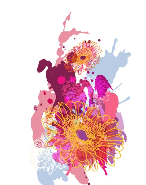 Gambar abstrak dengan bunga - Stok Vektor