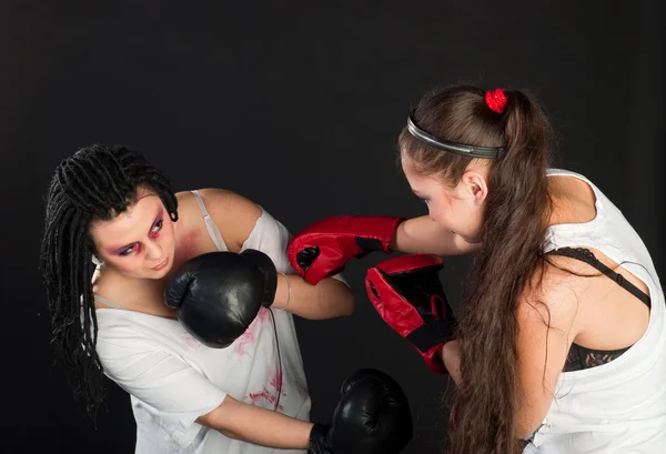 Meninas boxe — Fotografia de Stock