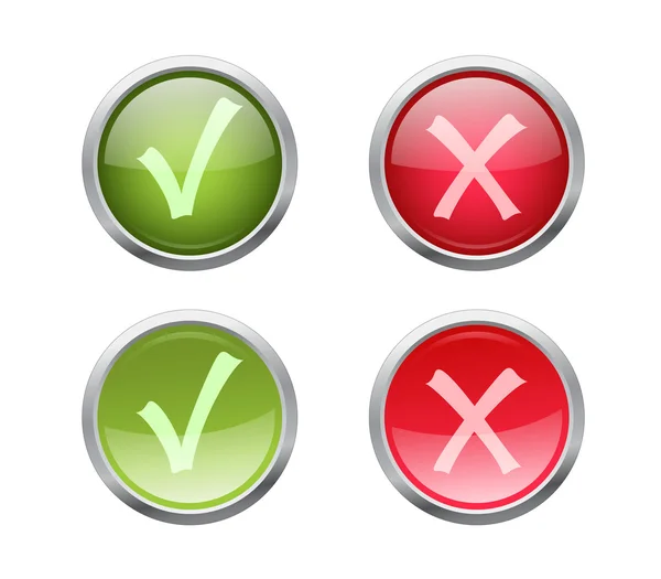 Set of vector accept and decline buttons — Stock Vector