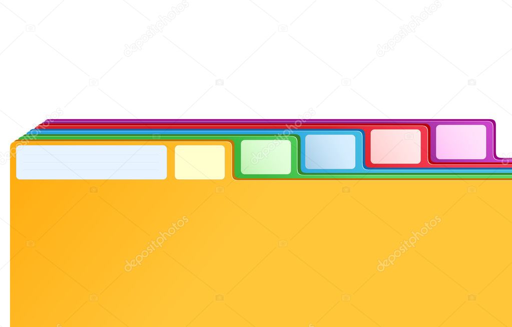 Multicolored archive bookmarks of card index