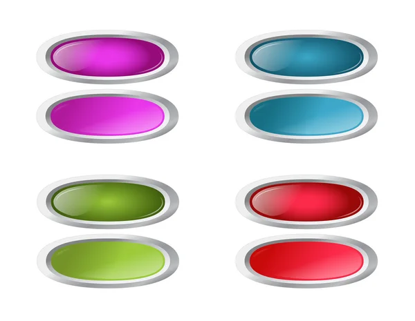 Vektorfarbene ovale Tasten mit gedrückten Varianten — Stockvektor