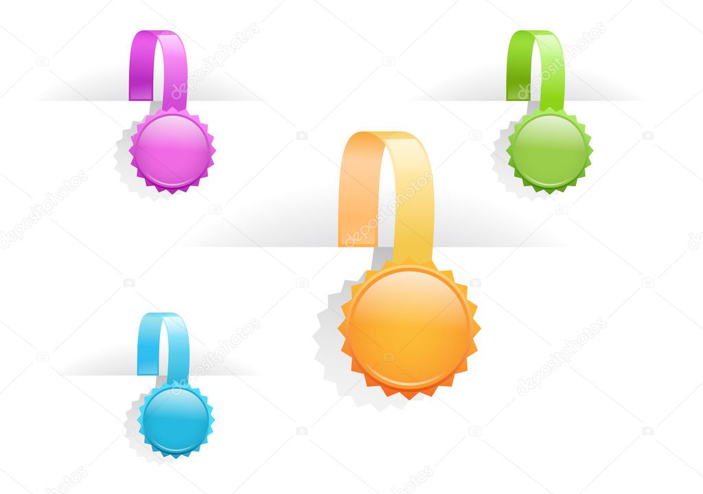 Vector set of multicolored glossy tag labels