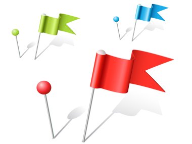 Vector multicolored ball and flag pins clipart