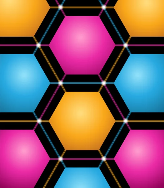 Векторний абстрактний фон з кольоровими гексагонами — стоковий вектор