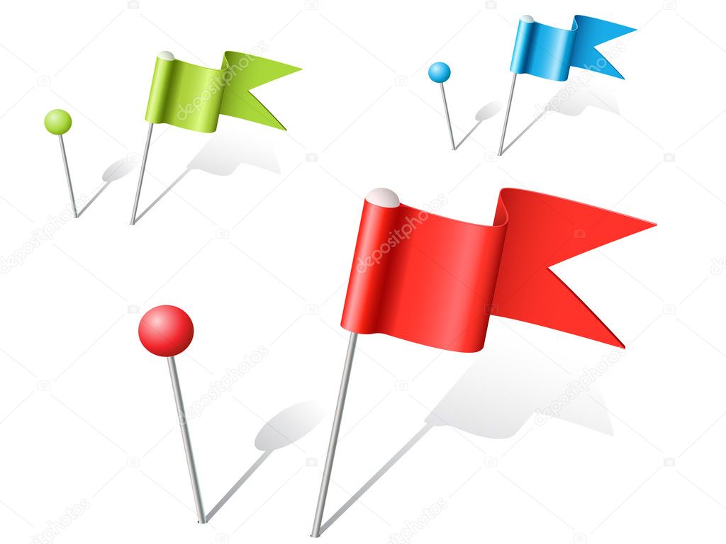 Vector multicolored ball and flag pins